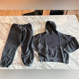 Perfect white t inside out hooded sweatsuit (pants included)